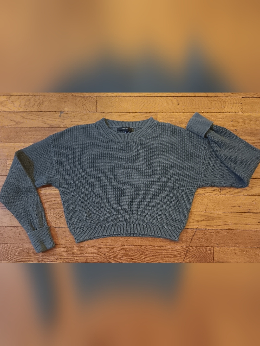 Forever 21 Cropped Ribbed Crewneck Sweater